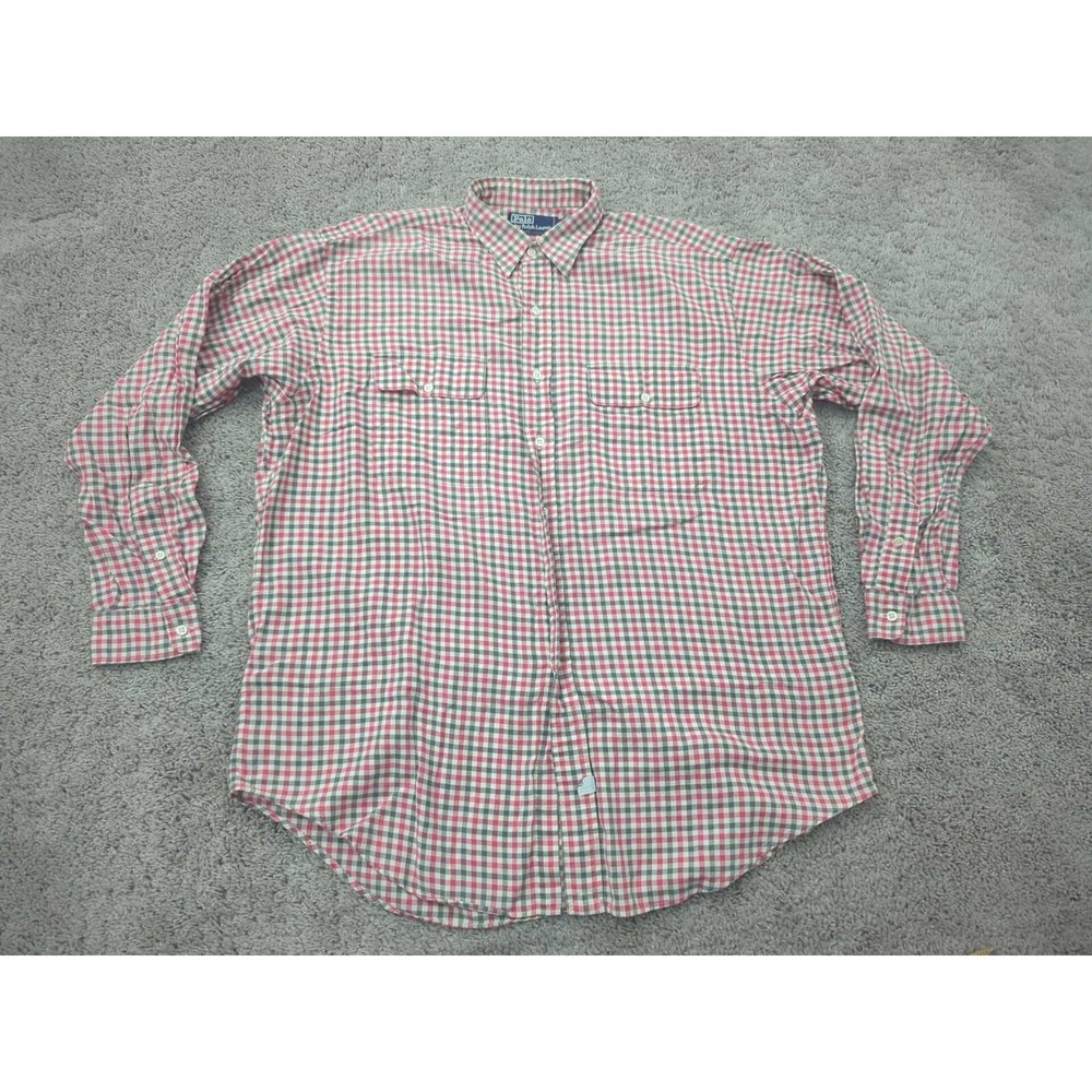 Vintage Polo Ralph Lauren Button Up Shirt Mens Large Check Made in Singapore